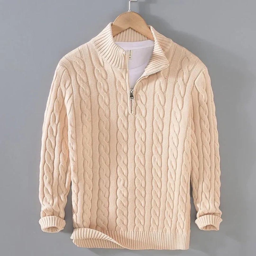 Hensley Cable Knit Half-Zip Sweater Artisio