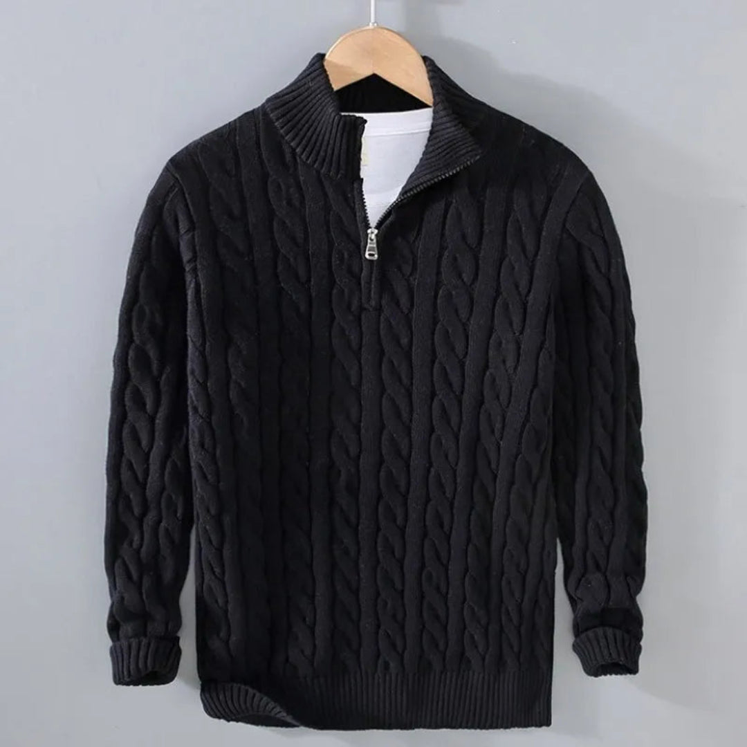 Hensley Cable Knit Half-Zip Sweater Artisio