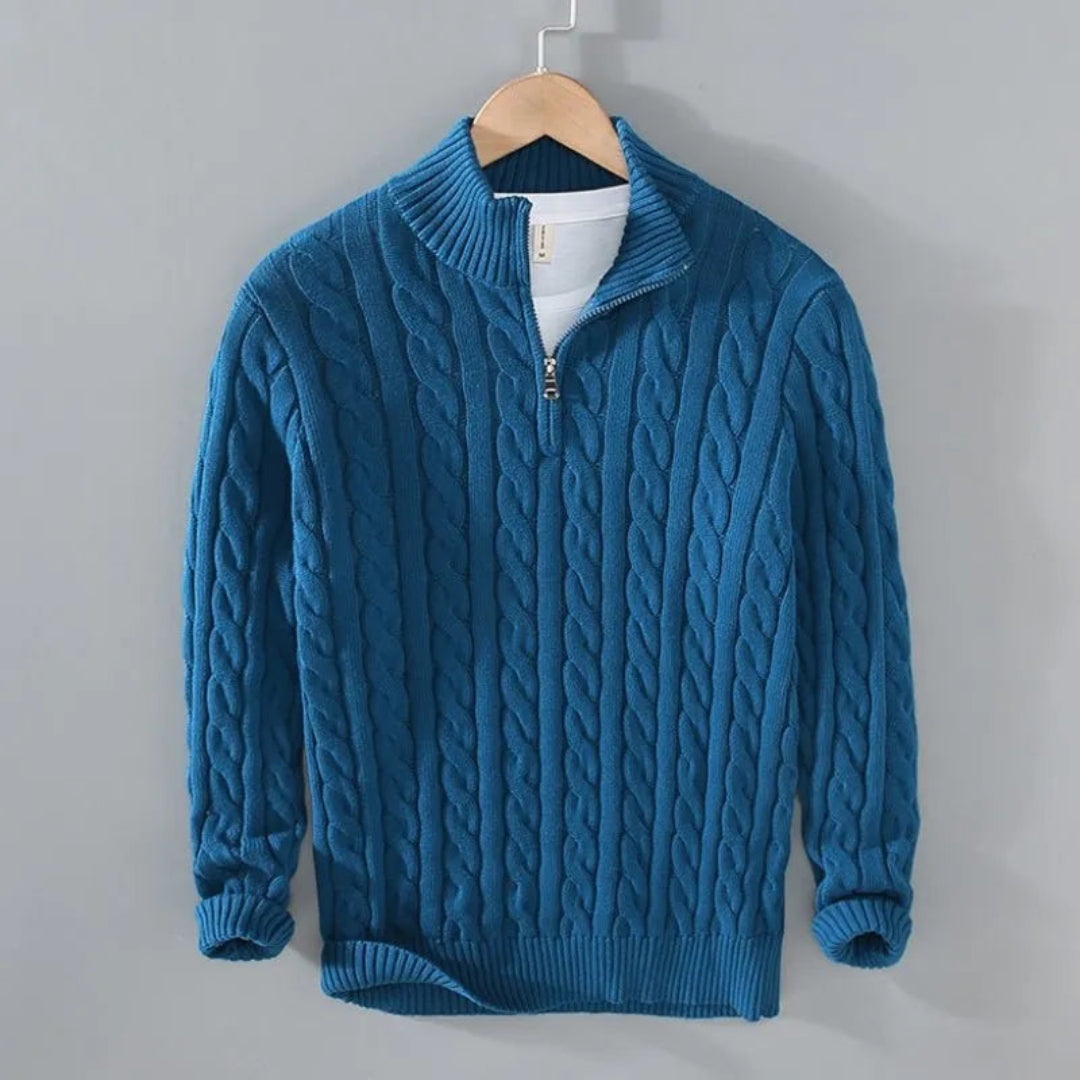 Hensley Cable Knit Half-Zip Sweater Artisio