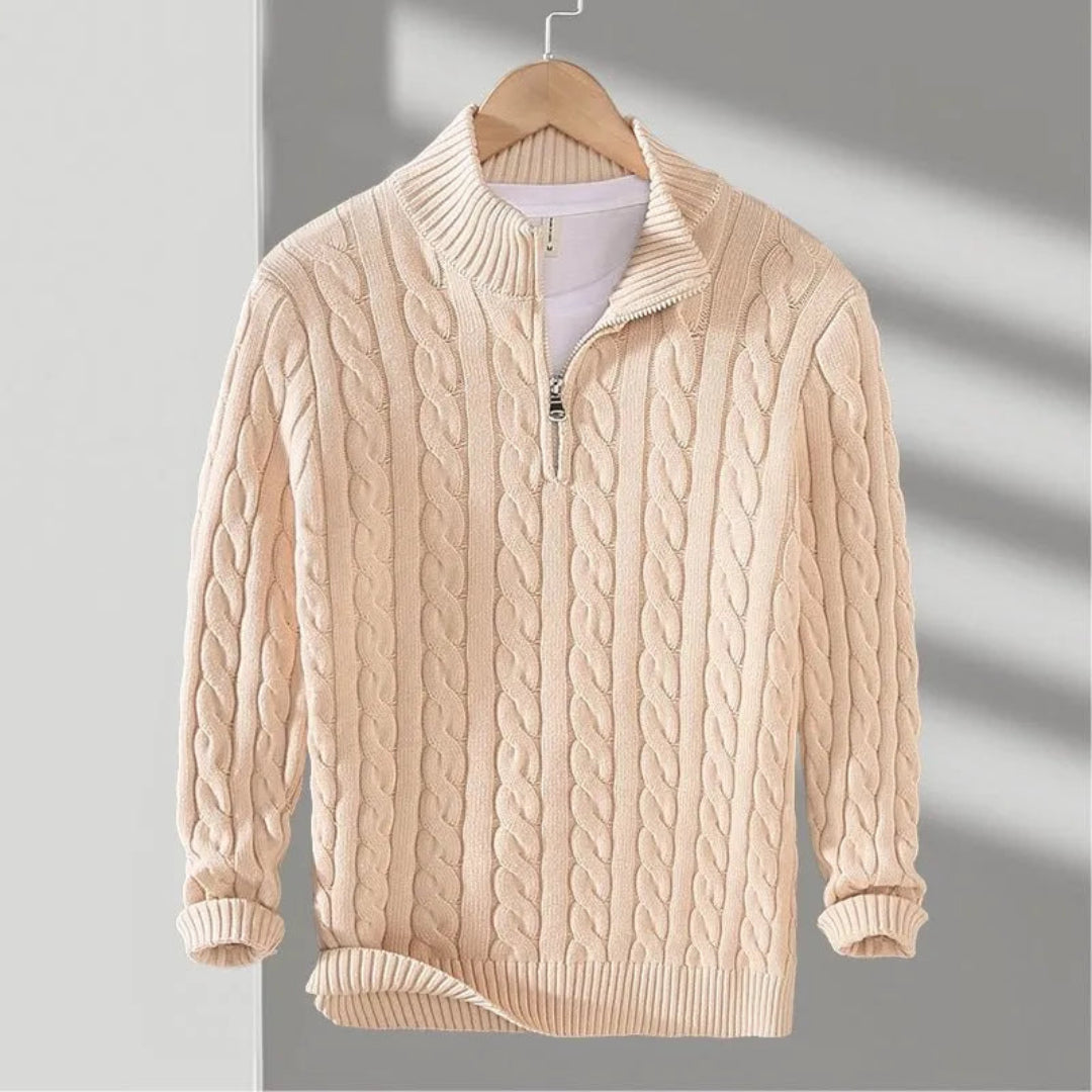 Hensley Cable Knit Half-Zip Sweater Artisio