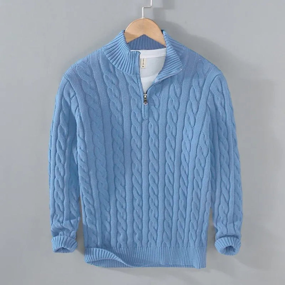 Hensley Cable Knit Half-Zip Sweater Artisio