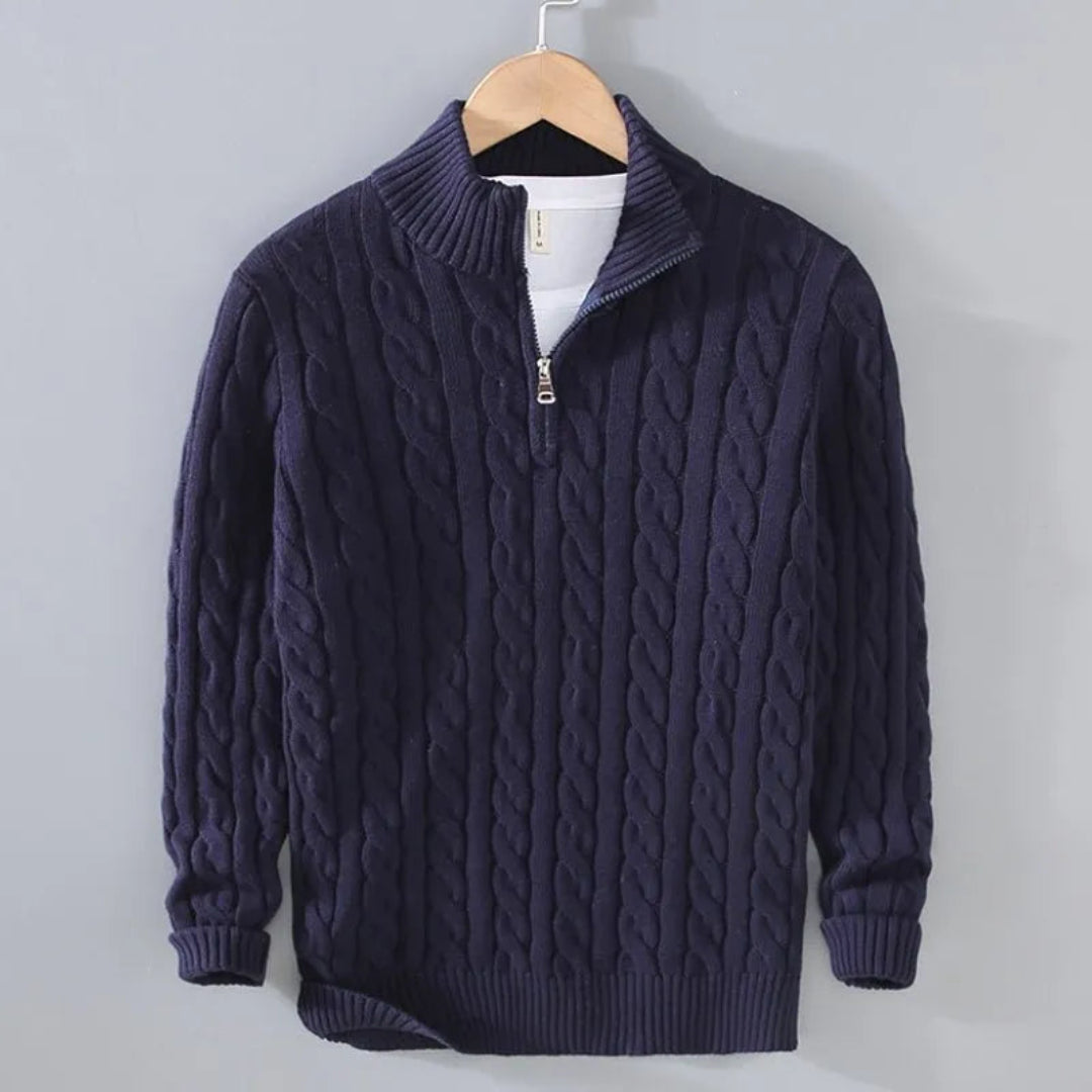 Hensley Cable Knit Half-Zip Sweater Artisio