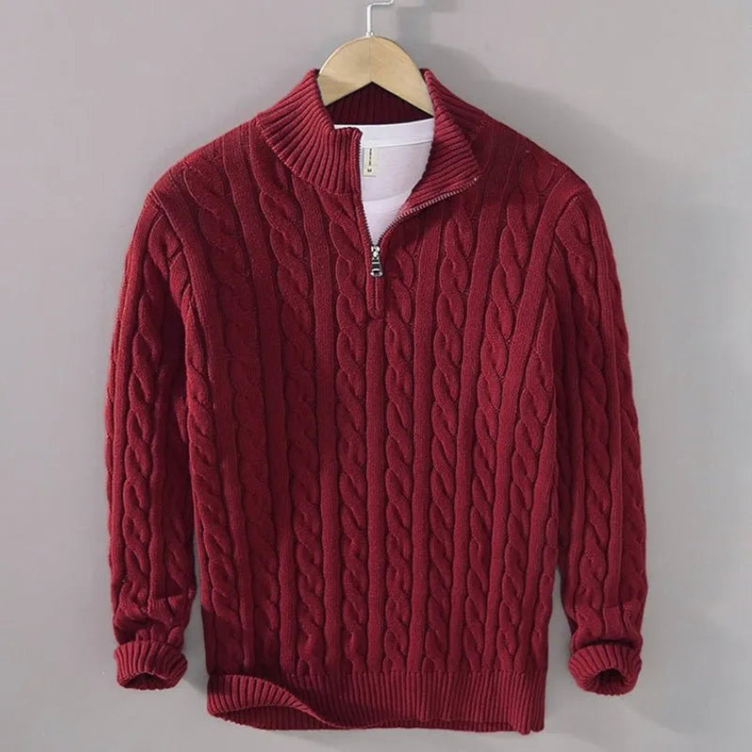 Hensley Cable Knit Half-Zip Sweater Artisio