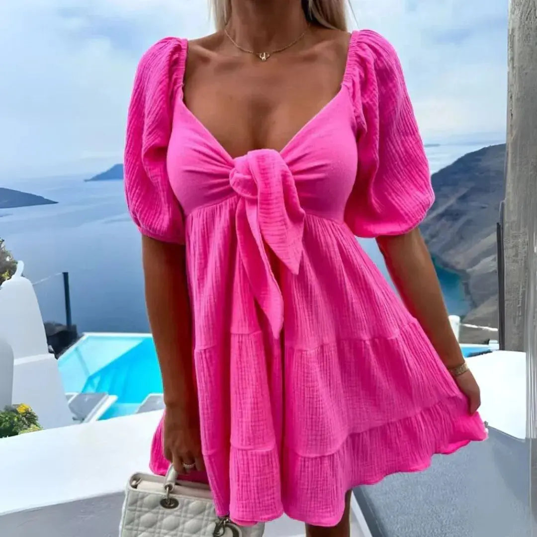 Ivana Bow Front Babydoll Mini Dress Artisio