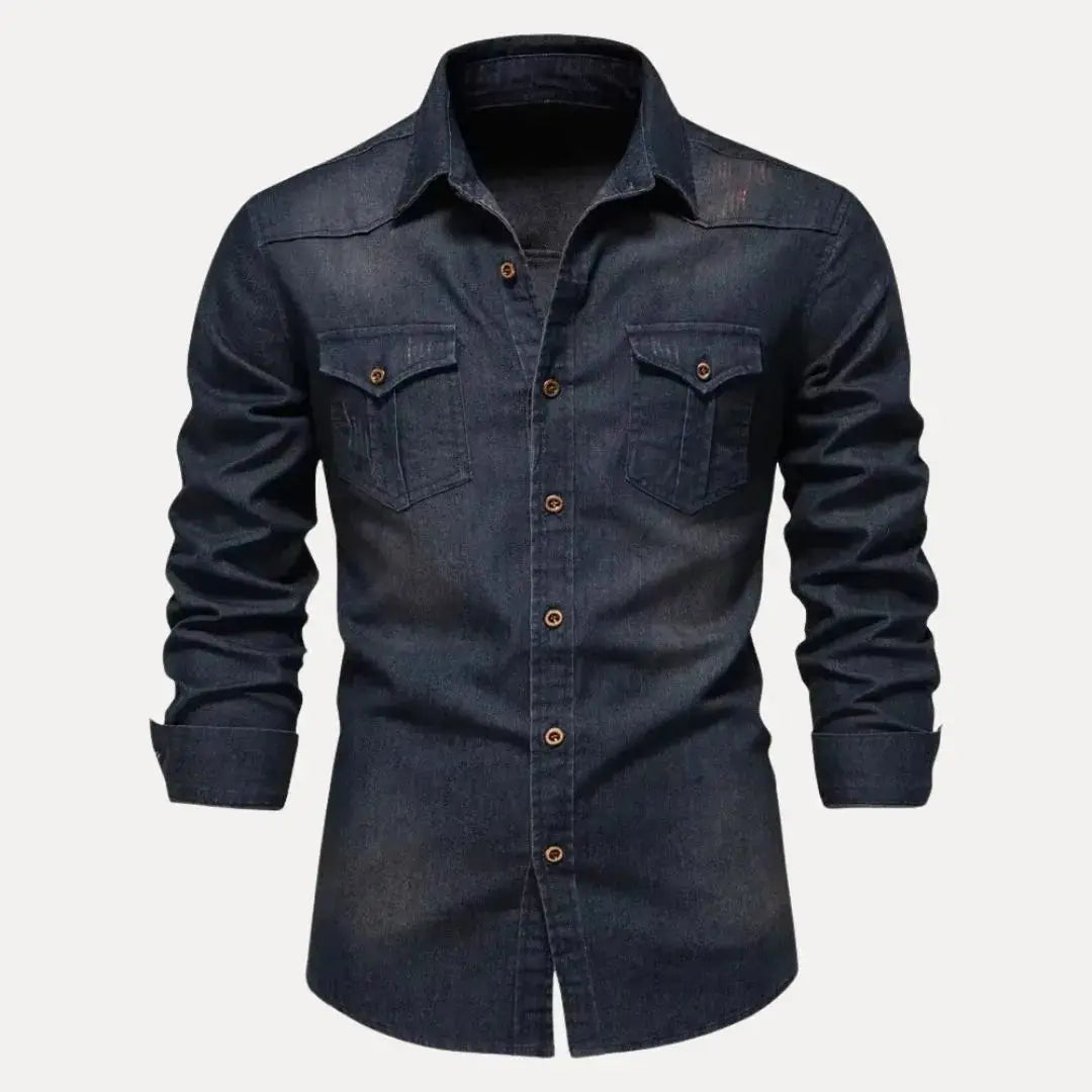 Kael Classic Button-Down Denim Shirt Artisio