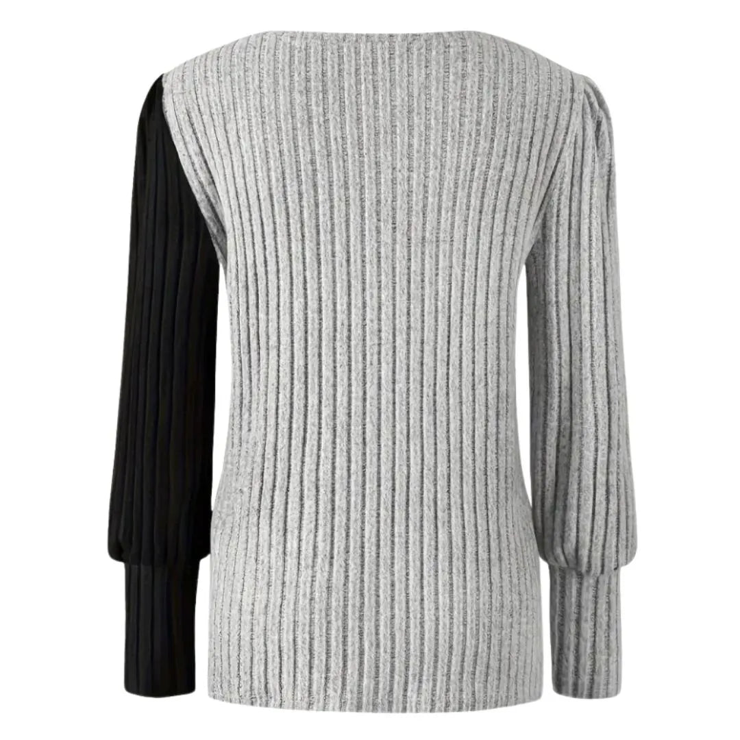 Kaia Women’s Two-Tone Ribbed Knit Top Artisio