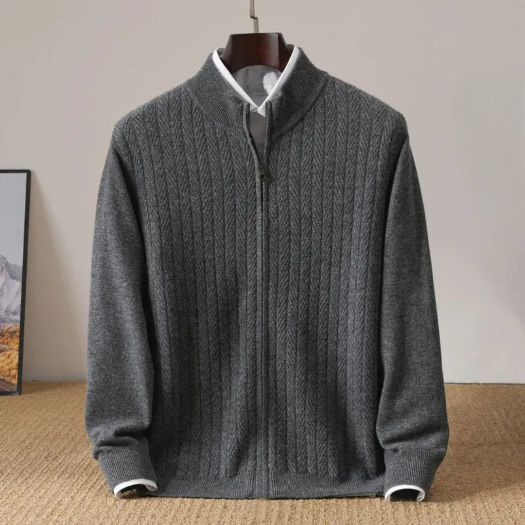 Lance Wool Zip-Up Cardigan Artisio