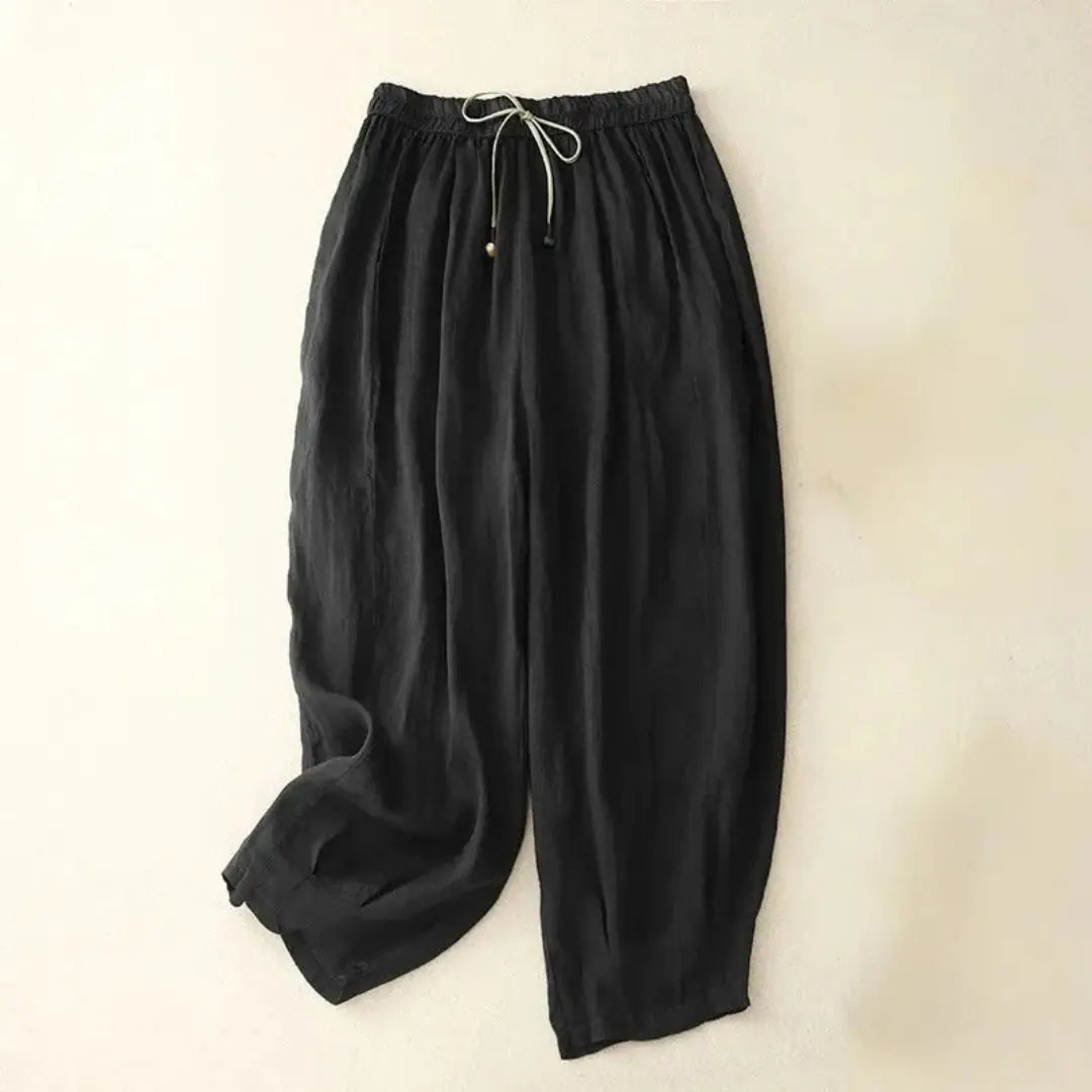 Lauren Drawstring Waist Linen Pants Artisio