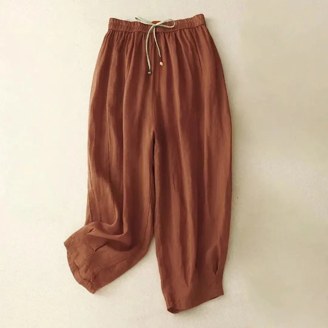 Lauren Drawstring Waist Linen Pants Artisio
