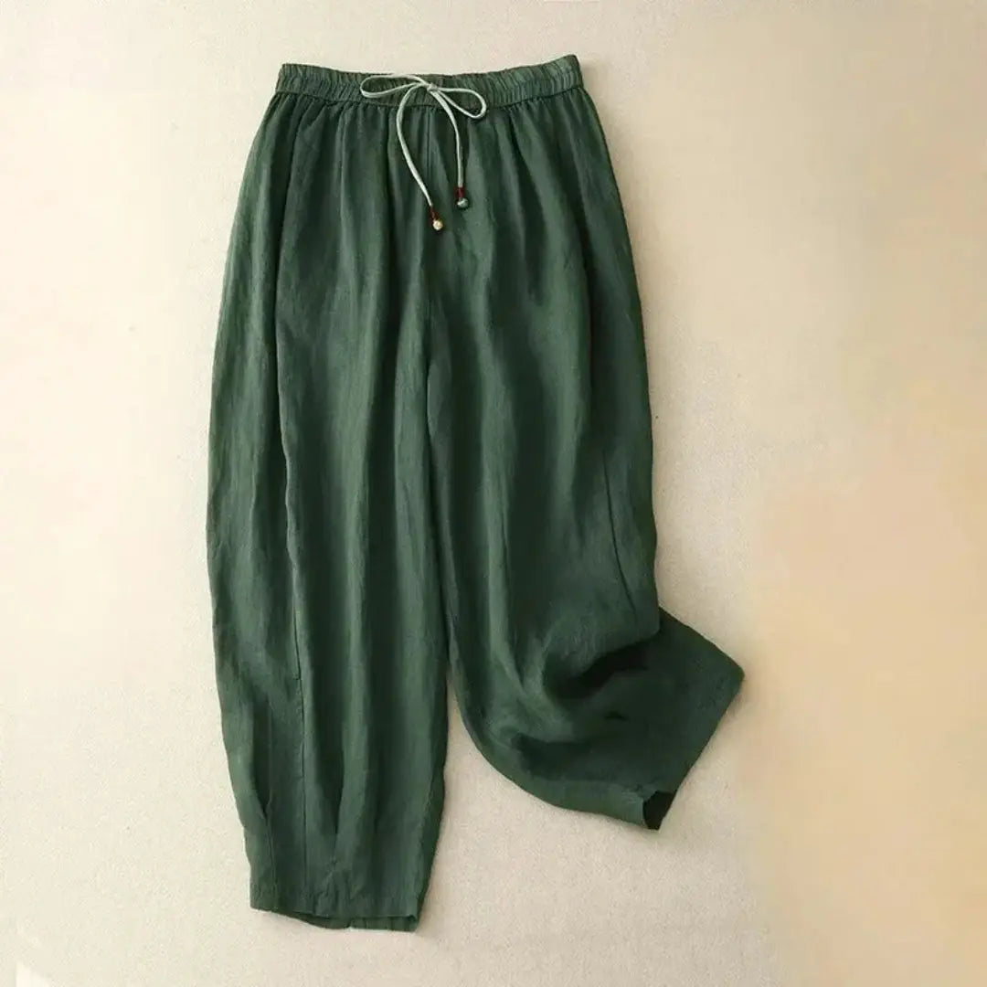 Lauren Drawstring Waist Linen Pants Artisio