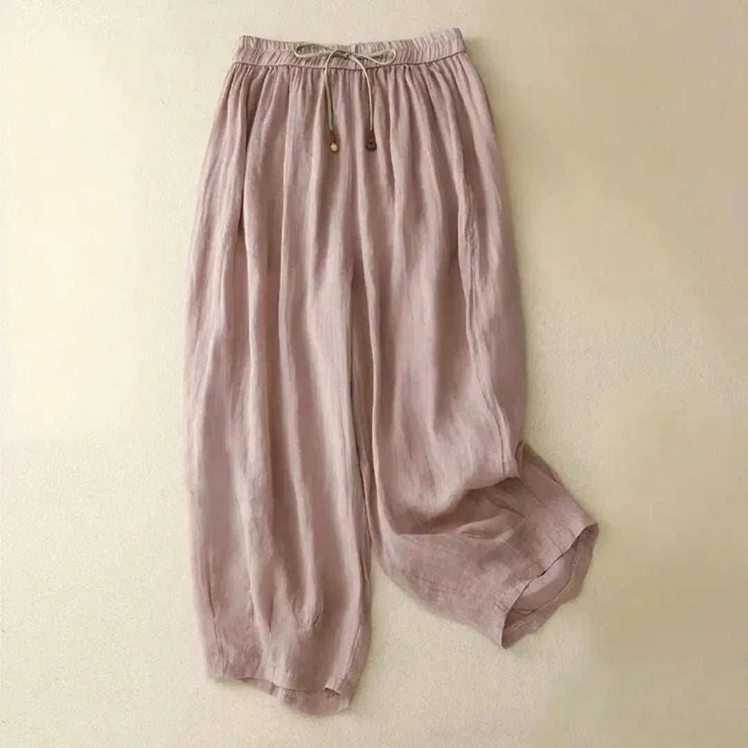 Lauren Drawstring Waist Linen Pants Artisio
