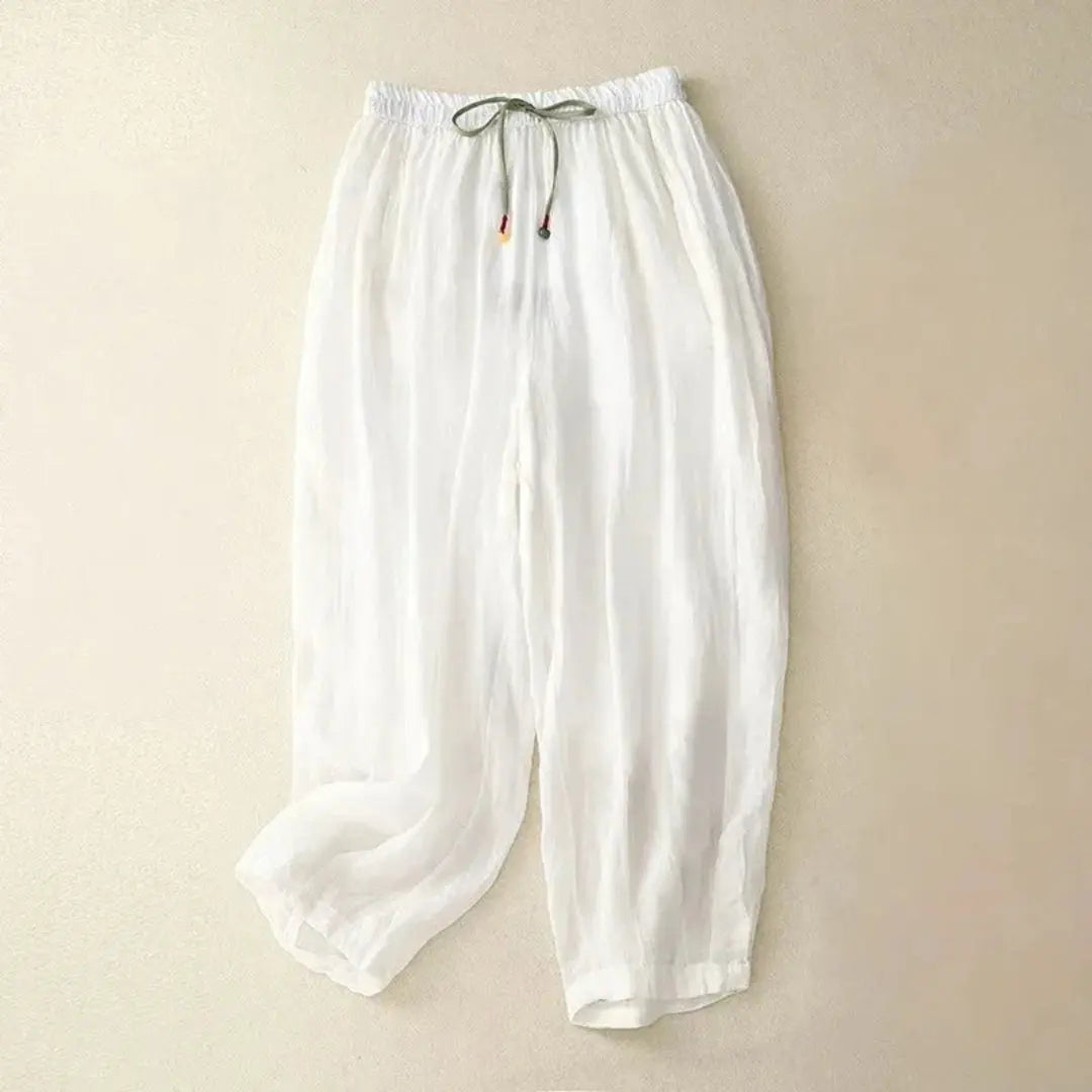 Lauren Drawstring Waist Linen Pants Artisio