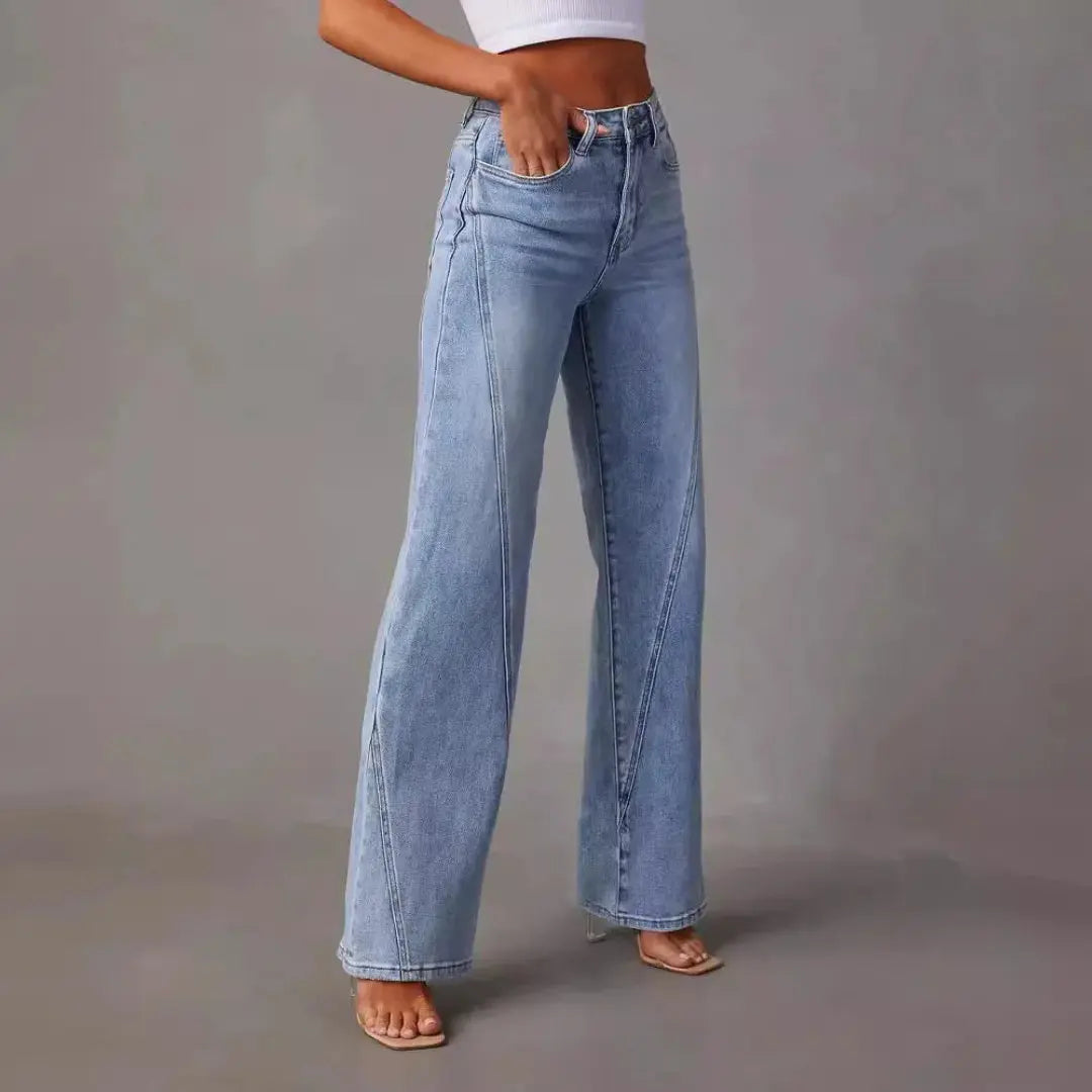 Layla High Waist V-Seam Wide Leg Jeans Artisio