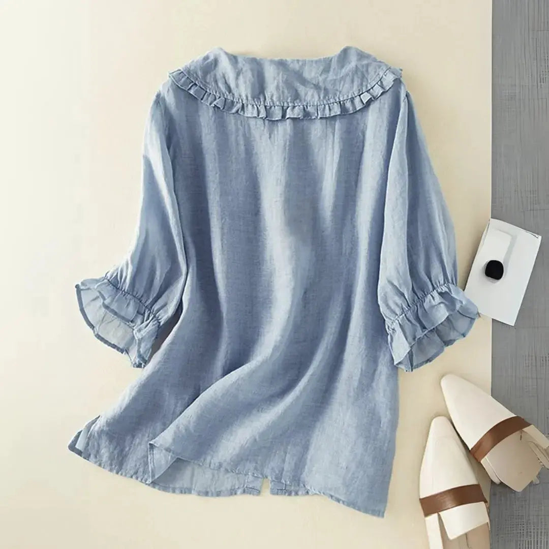 Lila Ruffled Peter Pan Collar Top Artisio