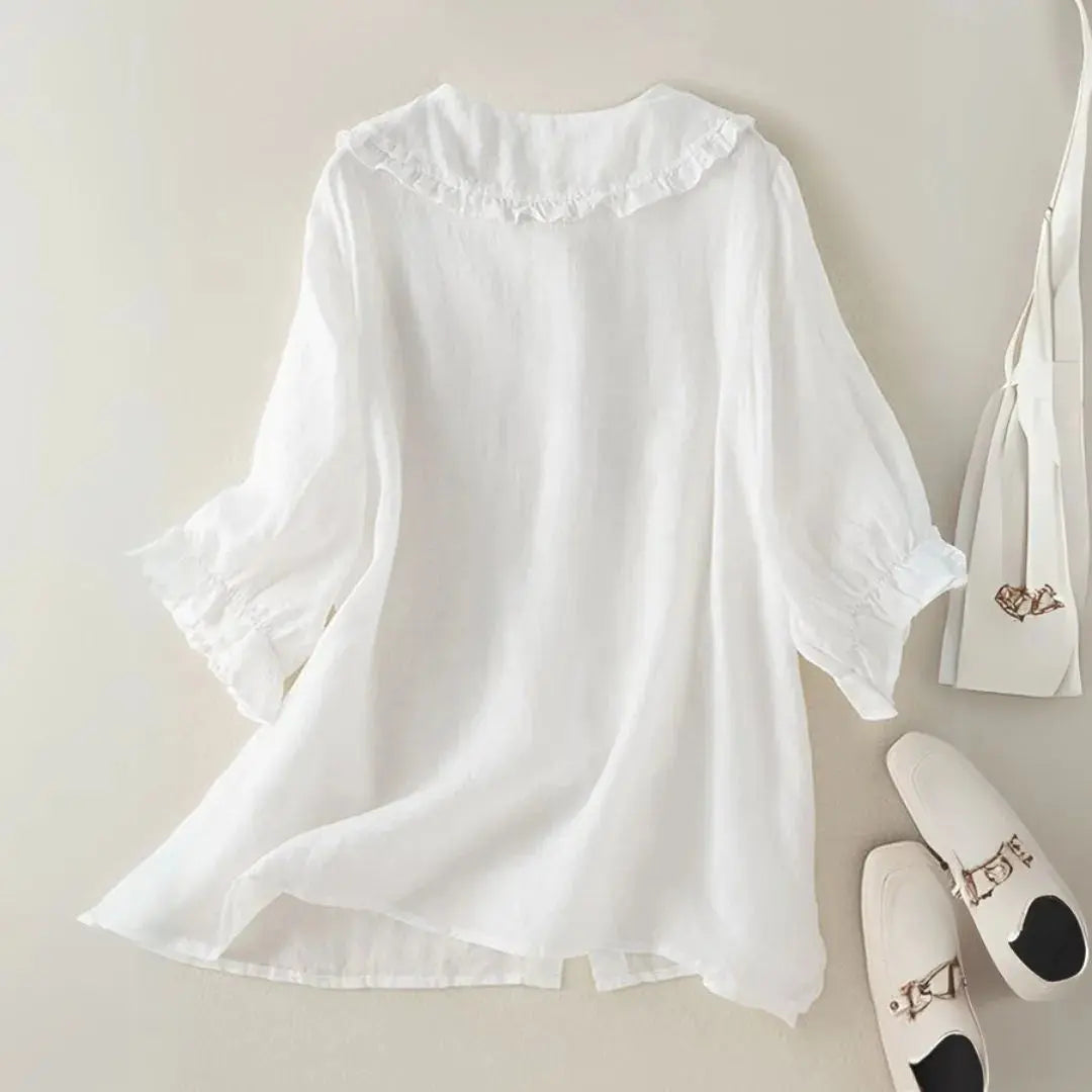 Lila Ruffled Peter Pan Collar Top Artisio