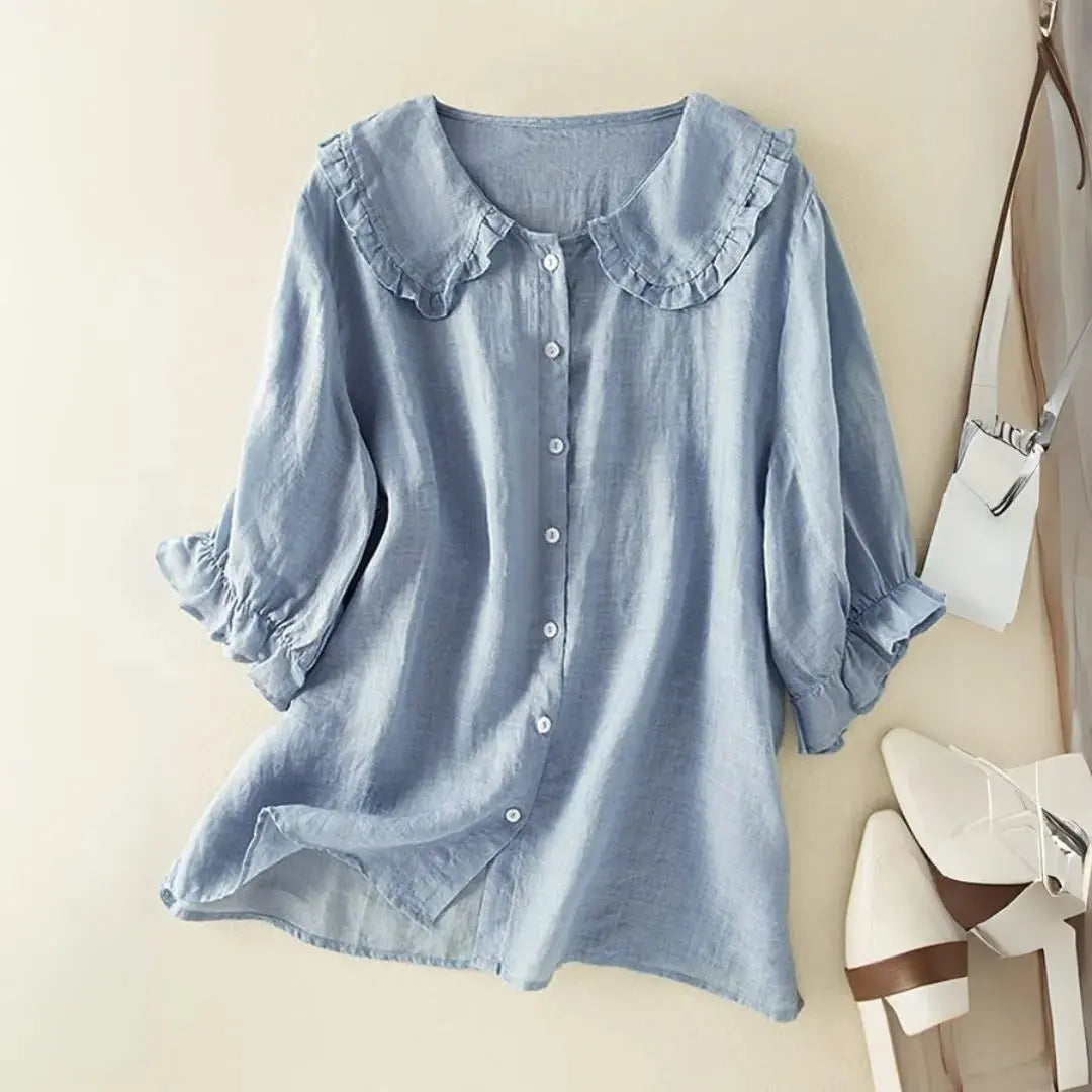 Lila Ruffled Peter Pan Collar Top Artisio