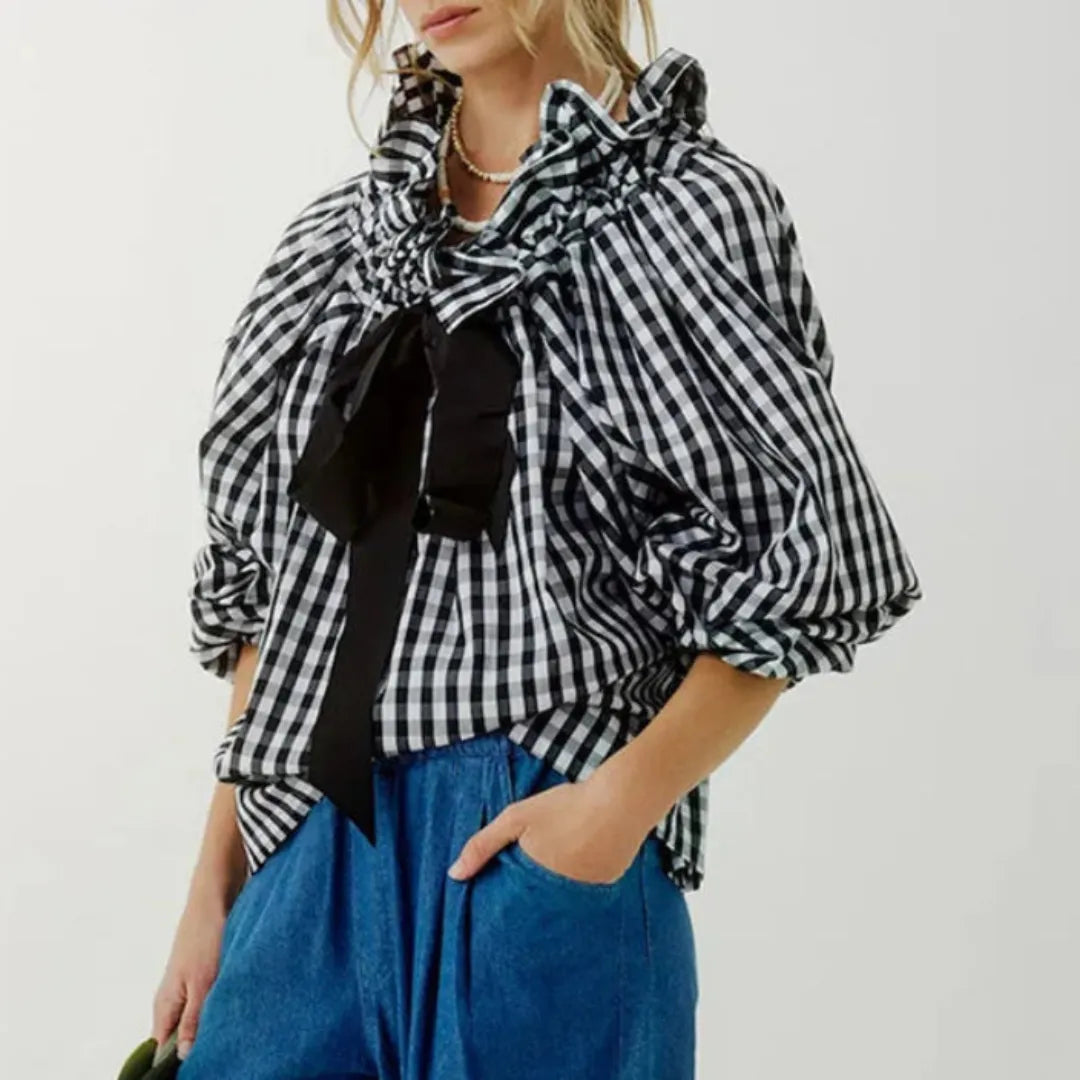 Lila Women’s Statement Ruffle Bow Blouse Artisio