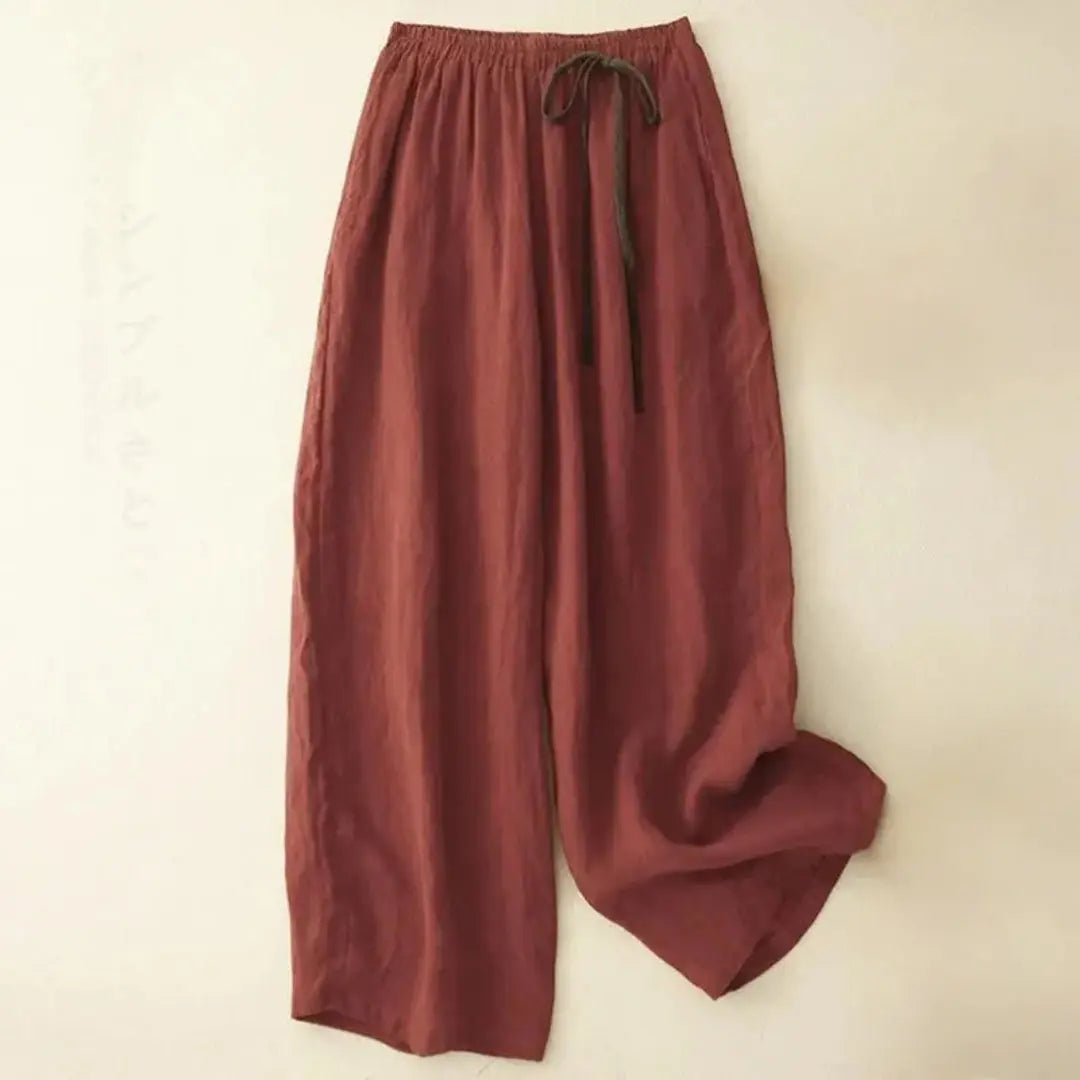 Lisa Drawstring Wide-Leg Linen Trousers Artisio