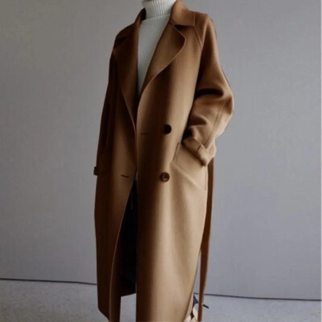 Louise Waist-Cinching Mid-Length Wool Coat Artisio