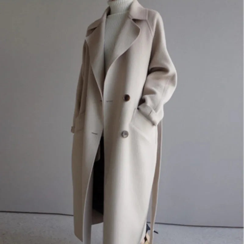 Louise Waist-Cinching Mid-Length Wool Coat Artisio
