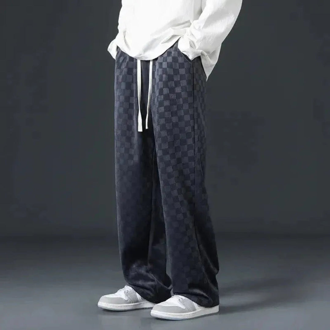 Luca Checkered Corduroy Joggers Artisio