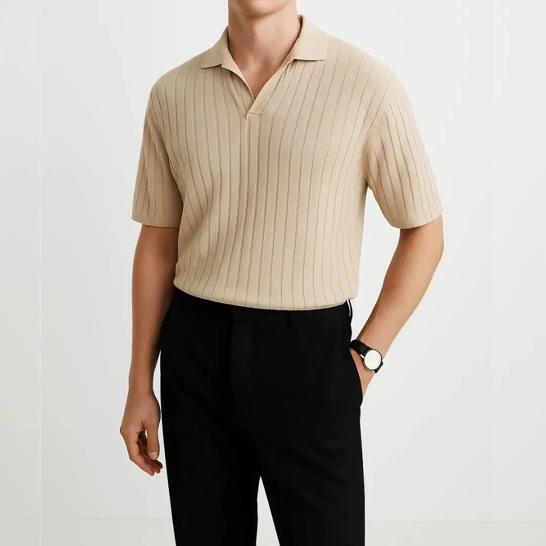 Lucien Ribbed Knit Polo Artisio