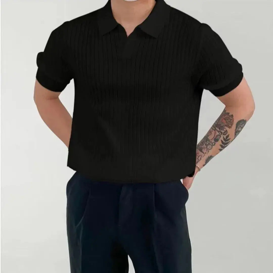 Lucien Ribbed Knit Polo Artisio