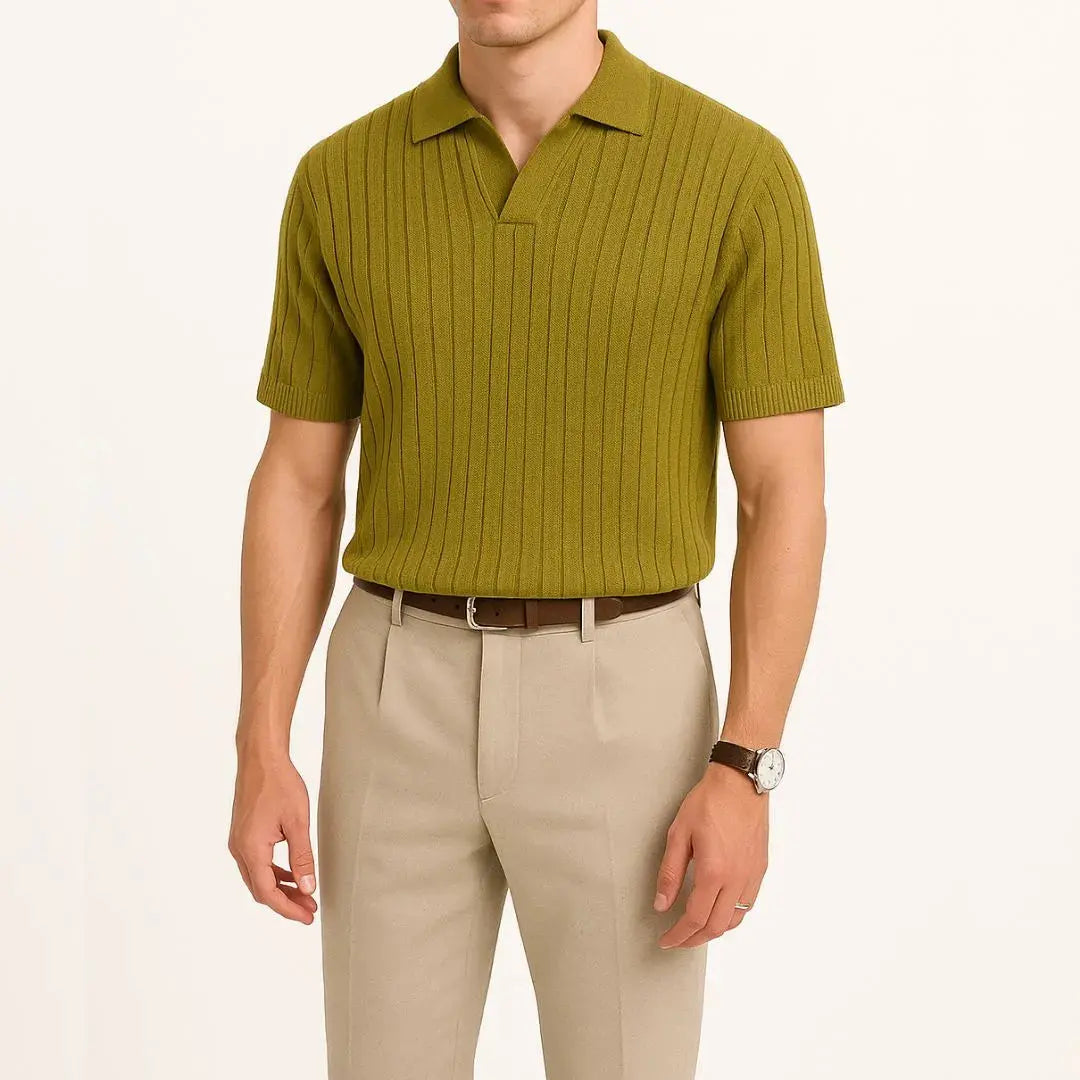 Lucien Ribbed Knit Polo Artisio