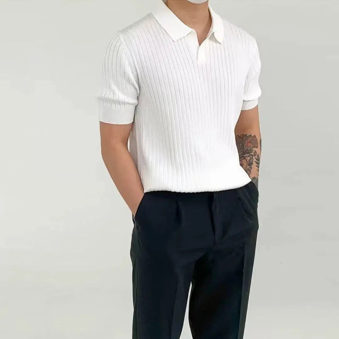 Lucien Ribbed Knit Polo Artisio