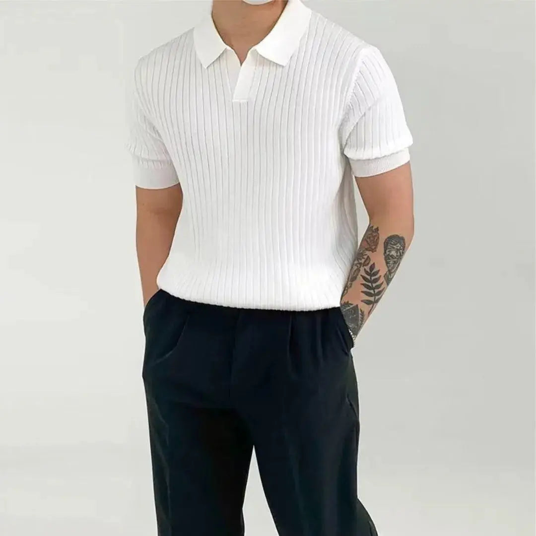Lucien Ribbed Knit Polo Artisio