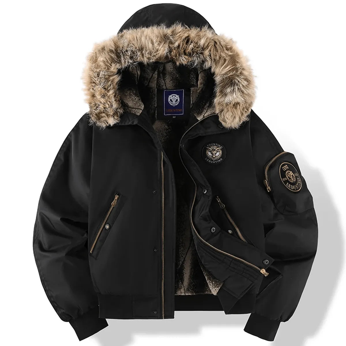 Luis Faux Fur Hood Quilted Bomber Jacket Artisio