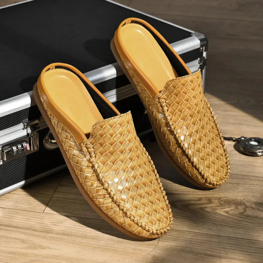 Luka Handwoven Leather Mules Artisio