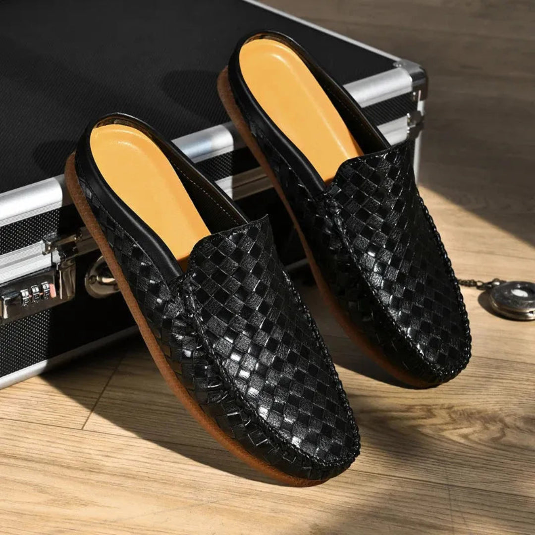 Luka Handwoven Leather Mules Artisio