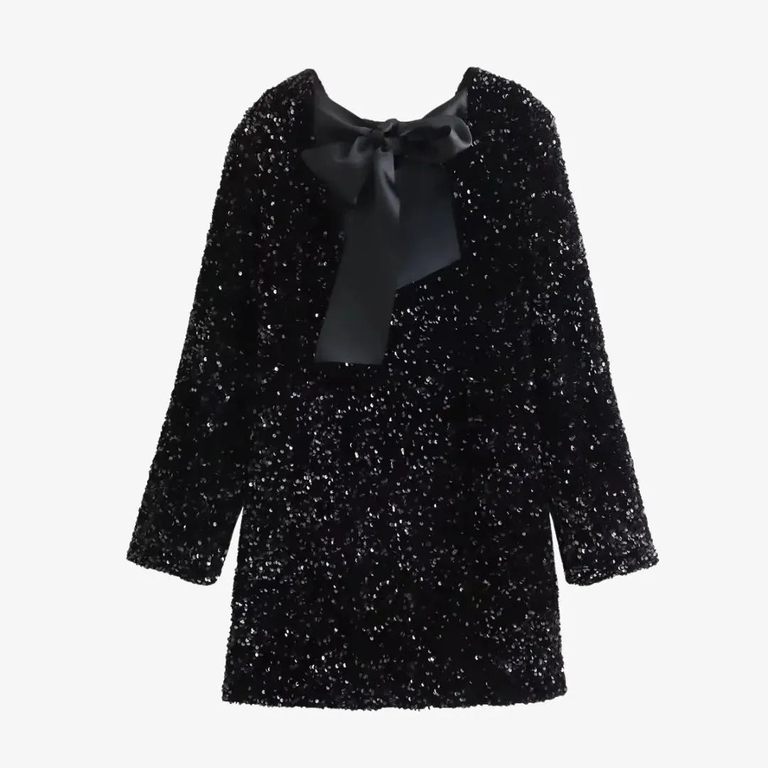 Luna Sequin Long Sleeve Mini Dress Artisio