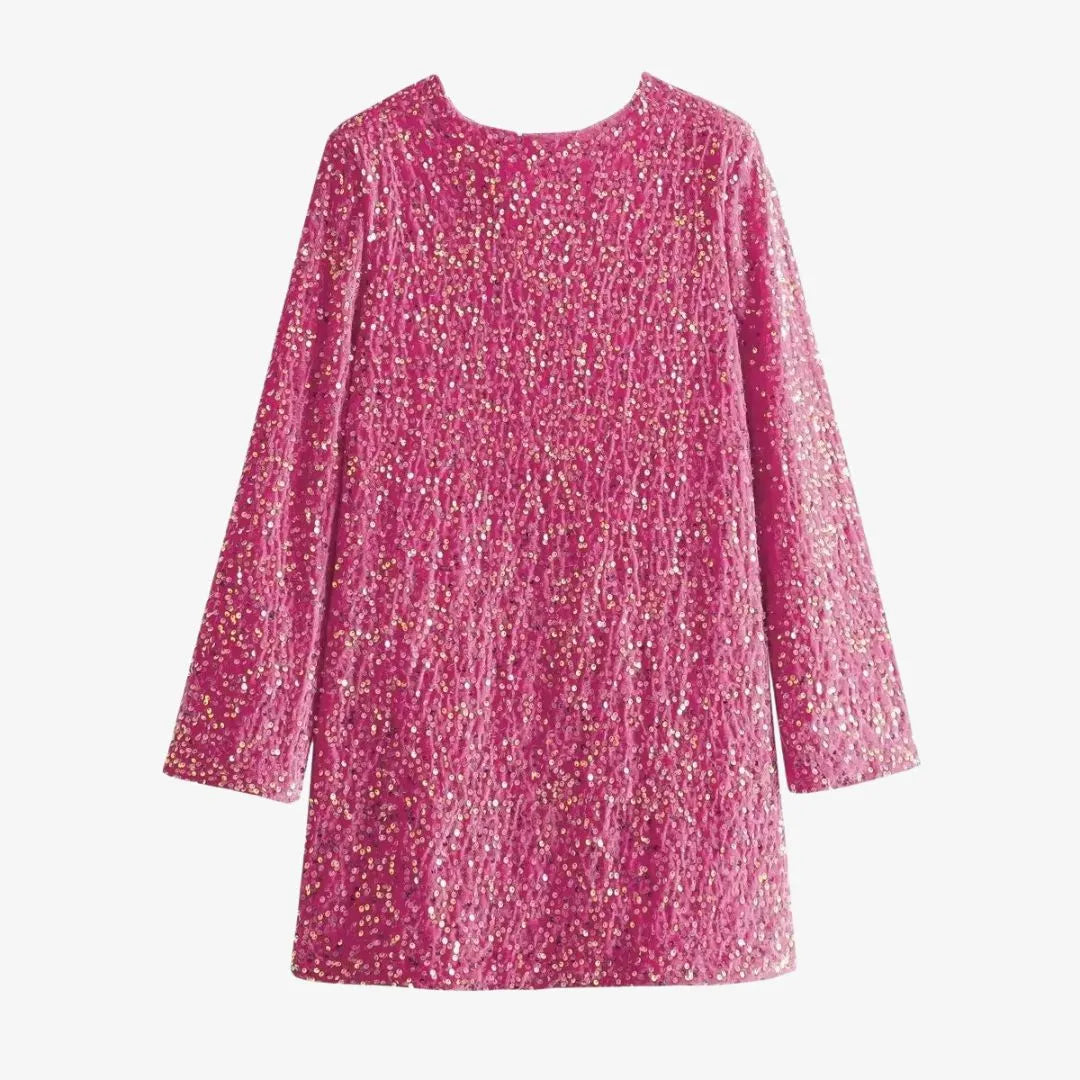 Luna Sequin Long Sleeve Mini Dress Artisio
