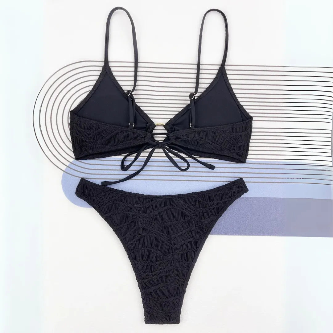 Midnight Triangle Ring Bikini Set Artisio