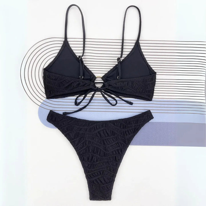 Midnight Triangle Ring Bikini Set Artisio
