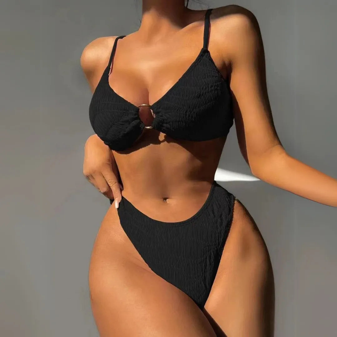 Midnight Triangle Ring Bikini Set Artisio