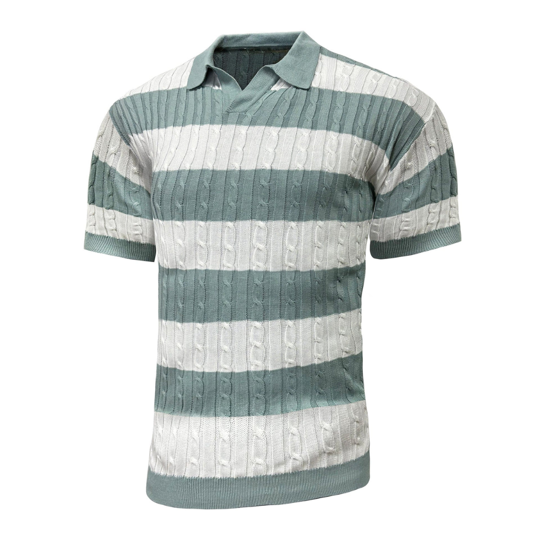 AT | Men’s Classic Striped Cable Knit Polo