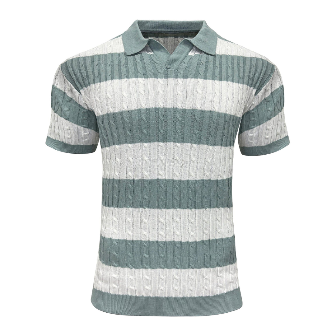 AT | Men’s Classic Striped Cable Knit Polo