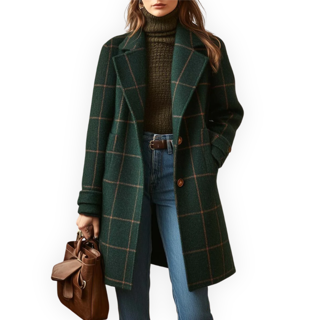 AT | Women’s Vintage Long Plaid Coat