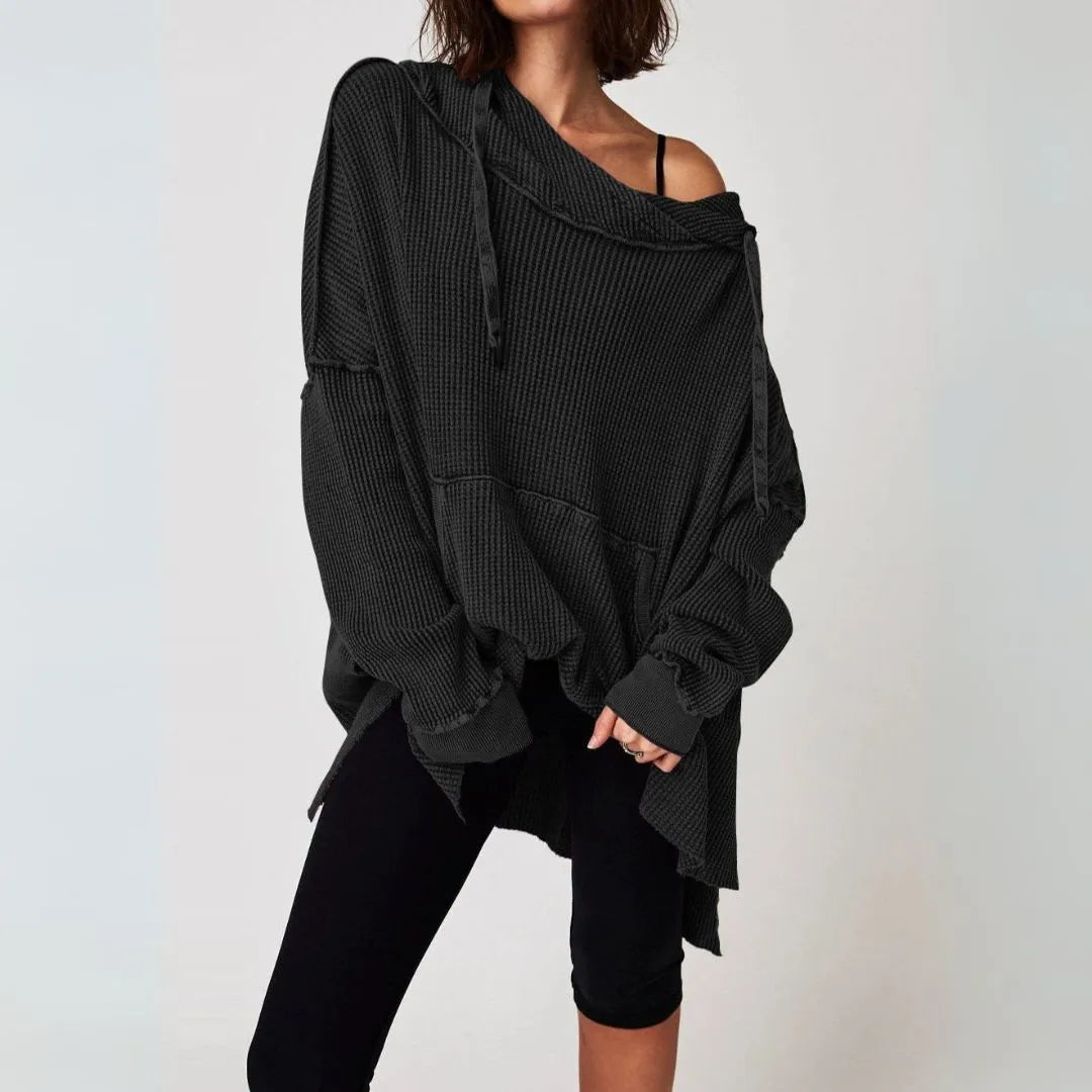 Macy Oversized Waffle-Knit Hoodie Artisio