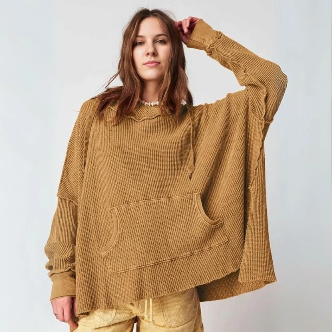 Macy Oversized Waffle-Knit Hoodie Artisio