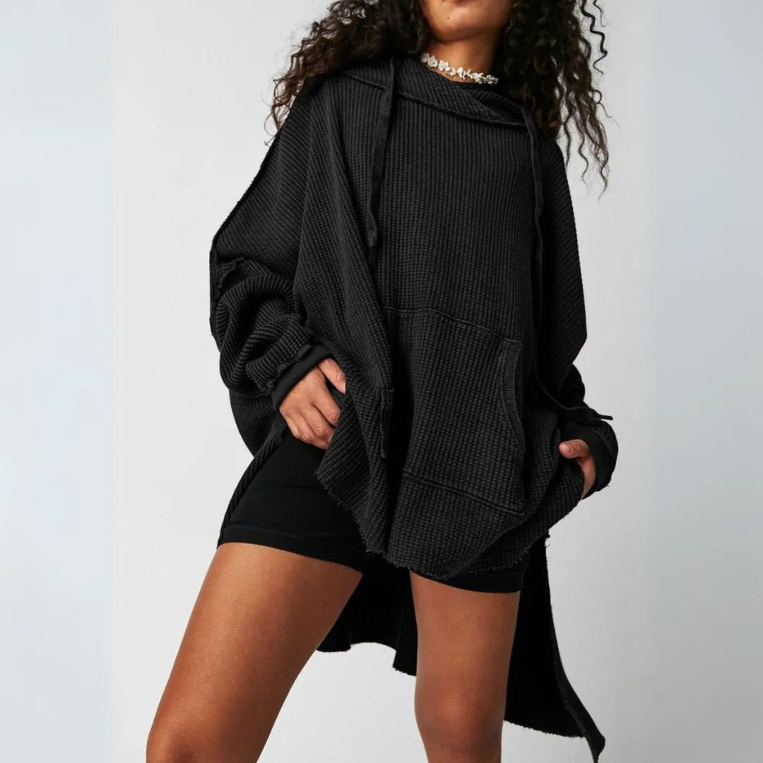 Macy Oversized Waffle-Knit Hoodie Artisio