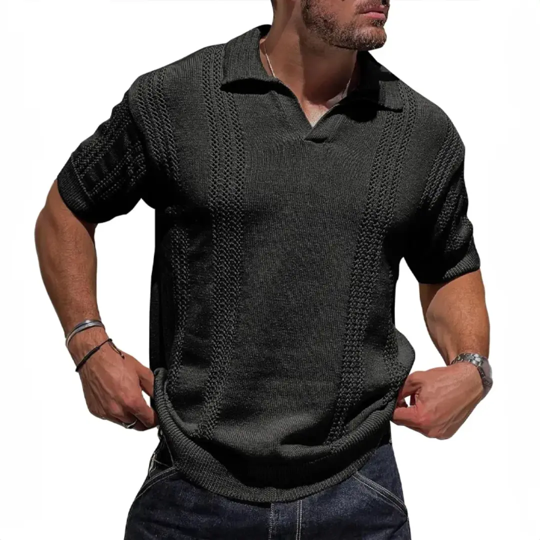Marcus Milanese Textured Knit Polo Artisio