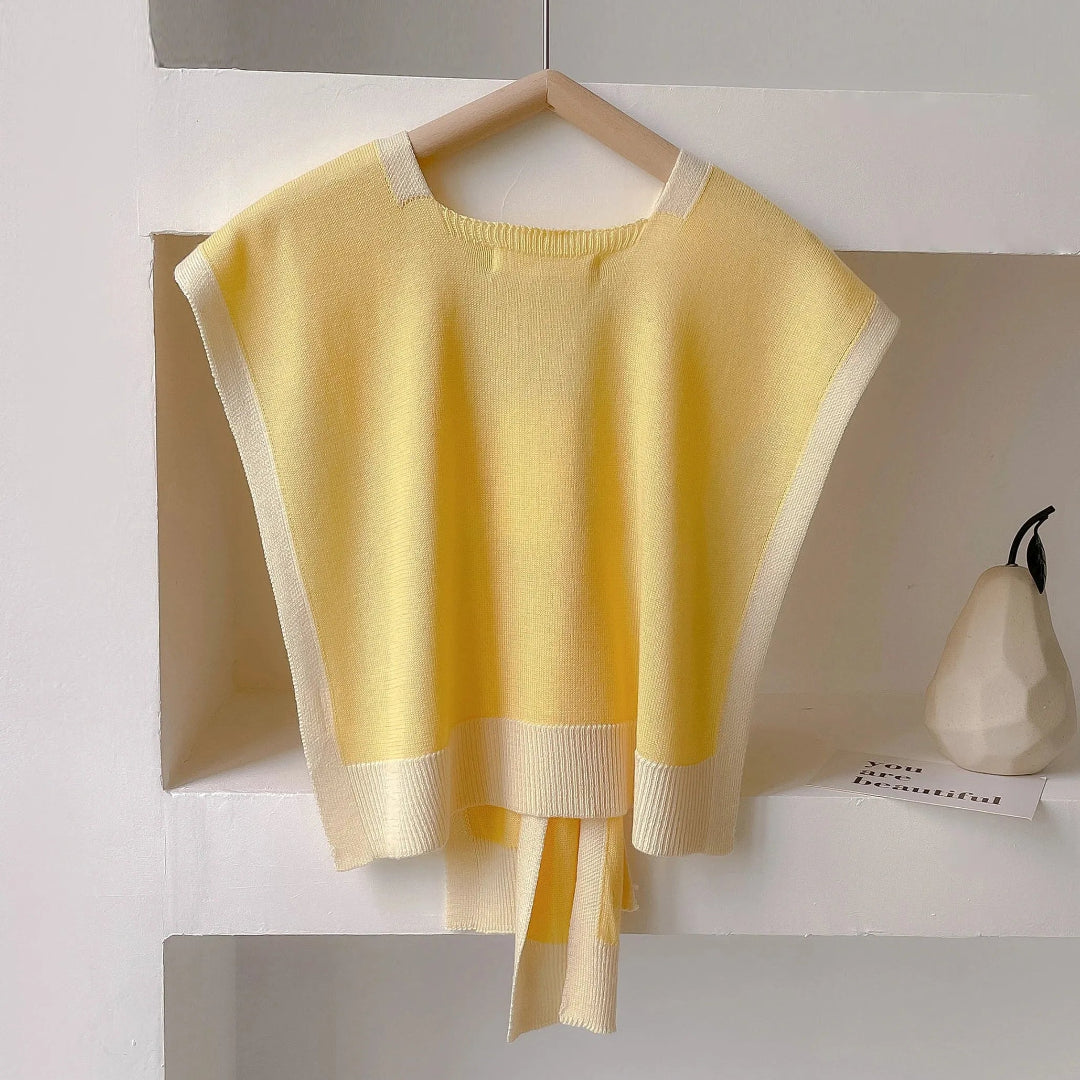 Mariam Contrast-Trim Knit Shawl Artisio