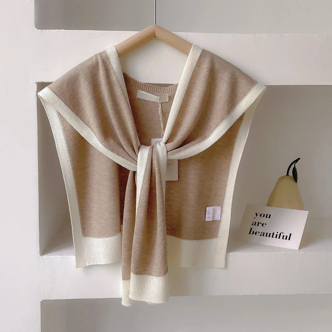 Mariam Contrast-Trim Knit Shawl Artisio