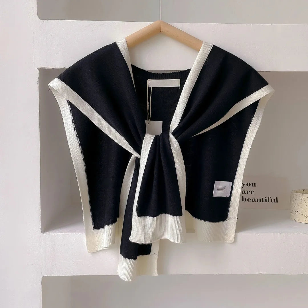 Mariam Contrast-Trim Knit Shawl Artisio