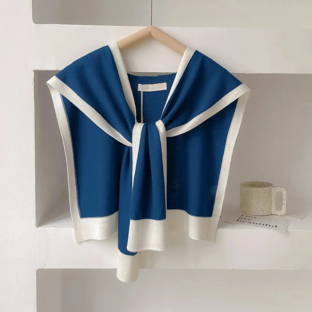 Mariam Contrast-Trim Knit Shawl Artisio