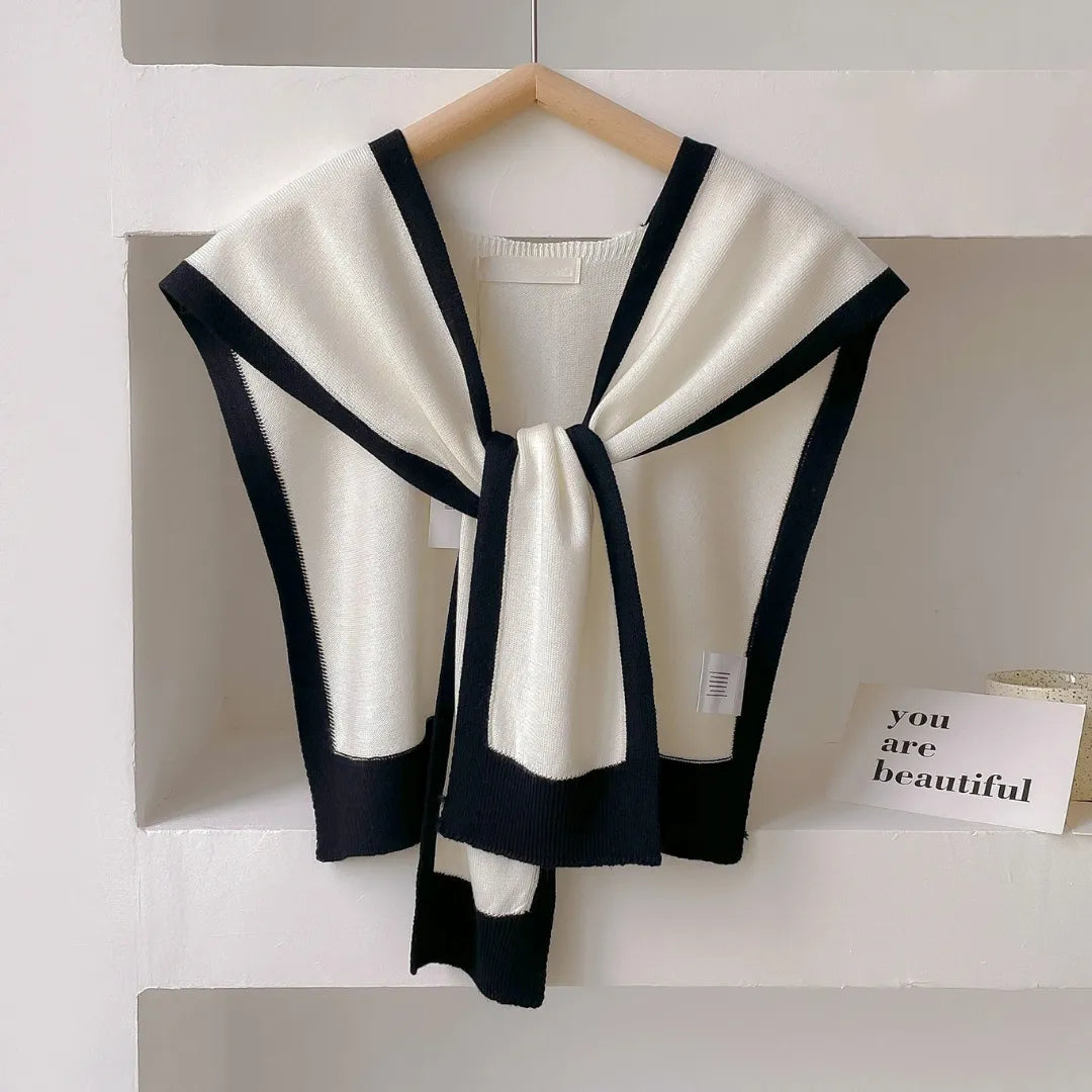 Mariam Contrast-Trim Knit Shawl Artisio